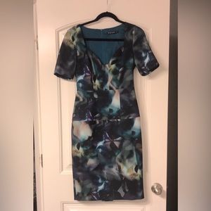 Anthropologie Black Halo Multi Color/Abstract Sheath Dress Sz 4